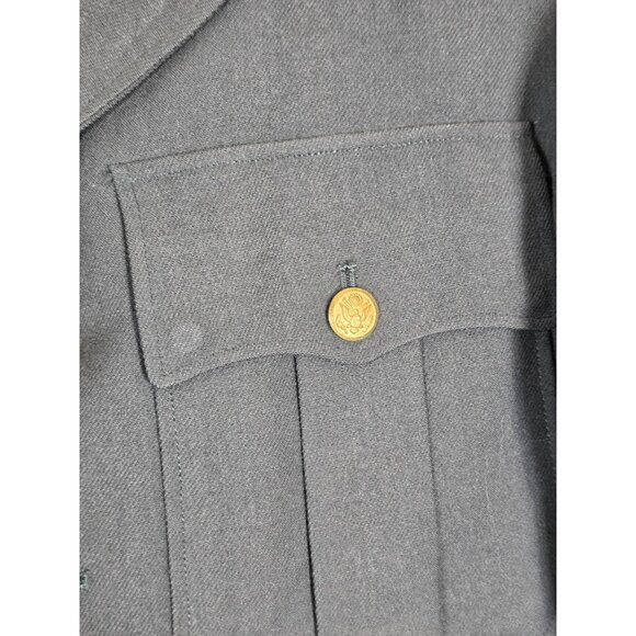 Vintage US Army Coat Mens Long 35 Army Green Shade 44 Wool Serge Service 60s - Picture 4 of 16